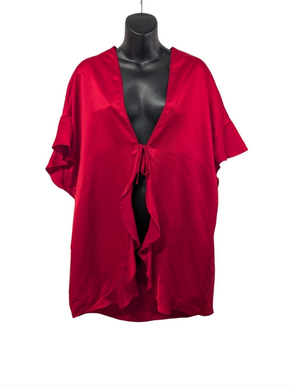 Victoria's Secret Women's Red Satin LOVE Heart Kimono Cover Up One Size NWT